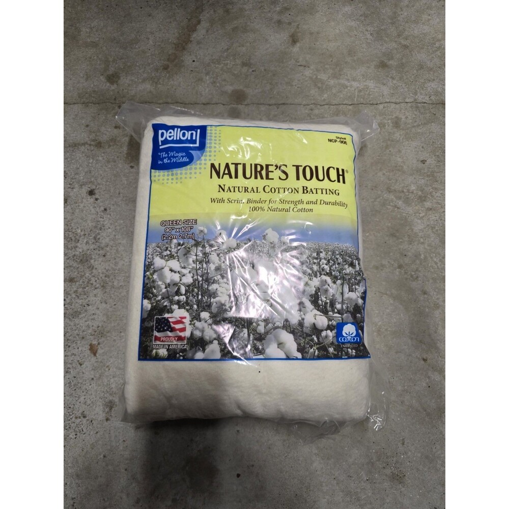 New Pellon Nature's Touch Cotton Batting Queen Size